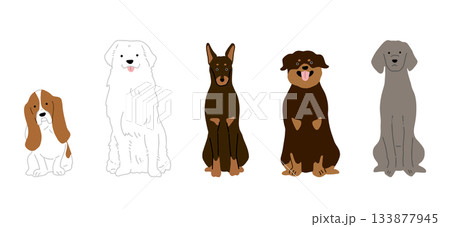 手書き ゆるい犬イラスト6 手書き ゆるい犬イラスト6 133877945
