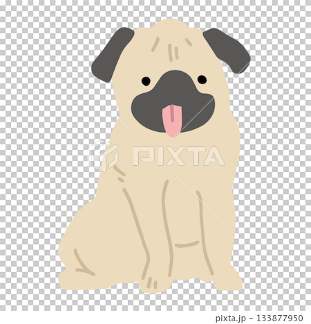 パグ　手書き　ゆるい犬イラスト 133877950