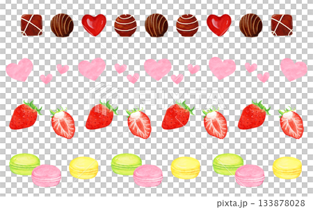 バレンタイン＆ホワイトデーの飾り線セット（チョコレート・ハート・いちご・マカロン） 133878028