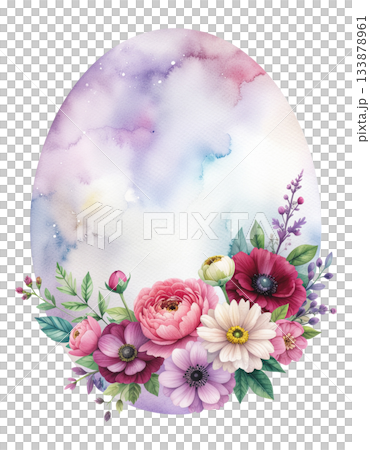 時尚水彩花束邊框插圖 3 / 傳單和海報素材 133878961