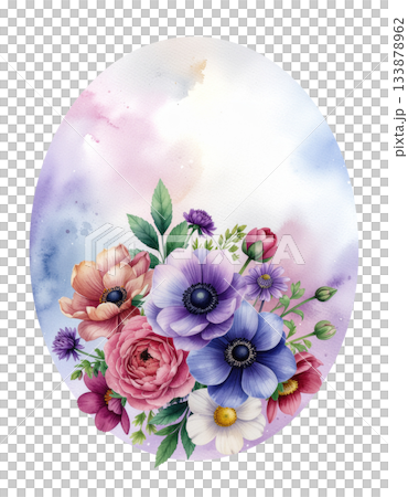 時尚水彩花束邊框插圖 2 / 傳單和海報素材 133878962