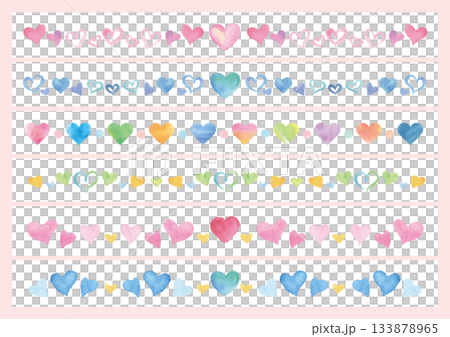 水彩愛心裝飾線條套裝（6個） 133878965