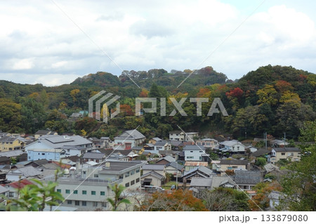 竹田市城下町展望台から眺める岡城西の丸方面の城郭（大分県竹田市） 133879080