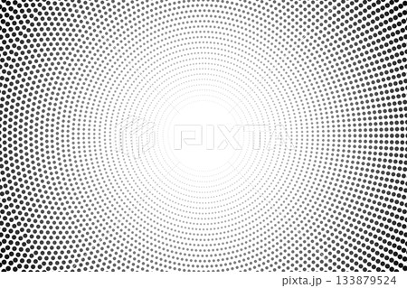 中心から広がるドットのハーフトーン背景　円形 133879524