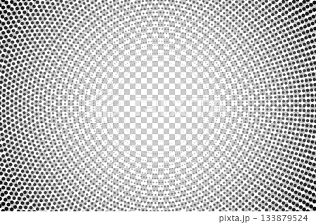 中心から広がるドットのハーフトーン背景　円形 133879524