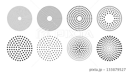 円形のドット素材　ハーフトーン　グラデーション 133879527