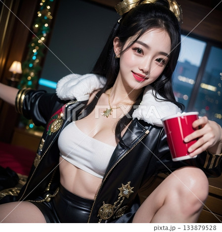 レストランで食事をする女性　居酒屋？ 133879528