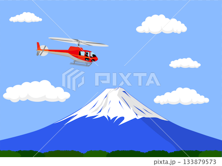 搭乘直升機飛越富士山 133879573