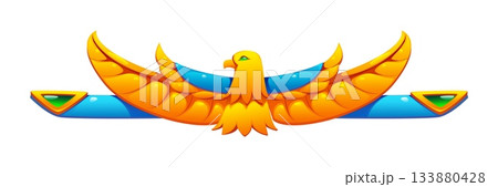 Ancient Egypt ornament and Egyptian divider frame and border, cartoon vector. Sacred eagle bird of with golden wings and jewel gems for Egyptian ornament or divider frame or decoration element Ancient Egypt ornament and Egyptian divider frame and border, cartoon vector. Sacred eagle bird of with golden wings and jewel gems for Egyptian ornament or divider frame or decoration element 133880428