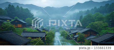 田舎の村の風景 133881339