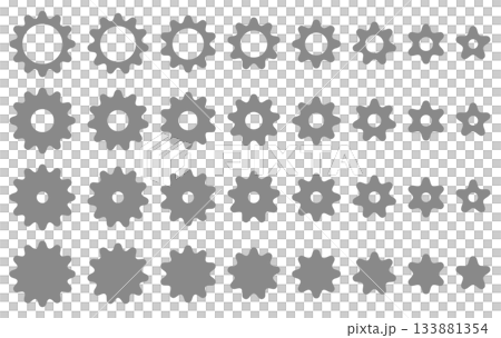 様々な形の歯車、ギアのアイコンのベクターイラストのセット 133881354