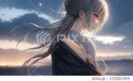 少女の横顔 AI生成素材 少女の横顔 AI生成素材 133881404