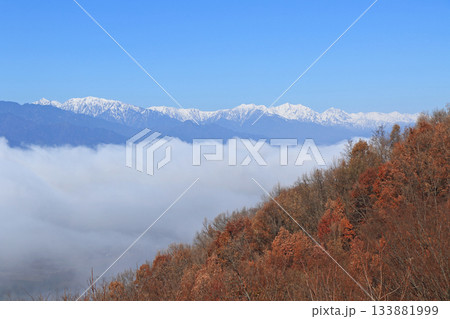 雲海に浮かぶ初冬の北アルプス 133881999