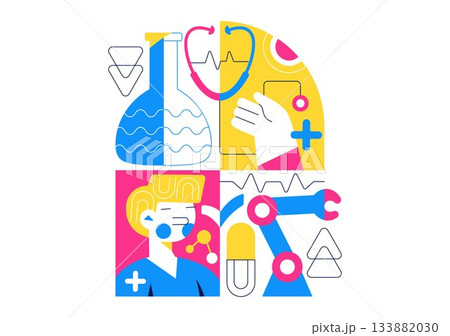 Robotic For Healthcare Illustration Featuring Robots Used In Medicine With AI Integration, Modern Hospital Innovation, and Advanced Health Technology 133882030