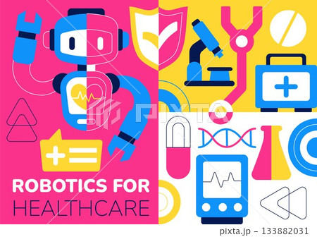 Robotic For Healthcare Illustration Featuring Robots Used In Medicine With AI Integration, Modern Hospital Innovation, and Advanced Health Technology Robotic For Healthcare Illustration Featuring Robots Used In Medicine With AI Integration, Modern Hospital Innovation, and Advanced Health Technology 133882031