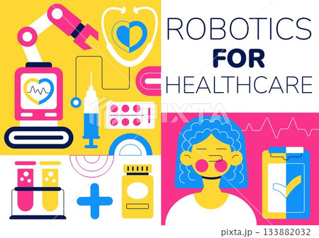 Robotic For Healthcare Illustration Featuring Robots Used In Medicine With AI Integration, Modern Hospital Innovation, and Advanced Health Technology Robotic For Healthcare Illustration Featuring Robots Used In Medicine With AI Integration, Modern Hospital Innovation, and Advanced Health Technology 133882032