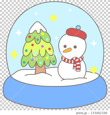 snowglobe with christmas tree and snowman snowglobe with christmas tree and snowman 133882100