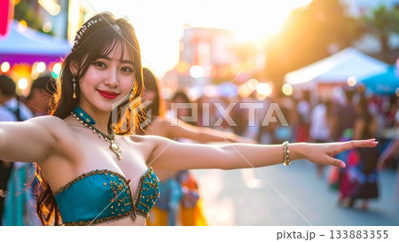 魅惑と笑顔があふれるベリーダンサーのイメージ 16:9サイズ 133883355