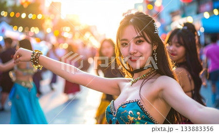 魅惑と笑顔があふれるベリーダンサーのイメージ 16:9サイズ 133883356