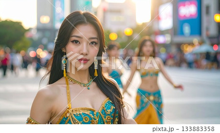 魅惑と笑顔があふれるベリーダンサーのイメージ 16:9サイズ 133883358