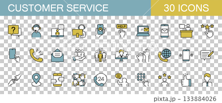 カスタマーサービスに関するラインアイコンセット　カラー 133884026