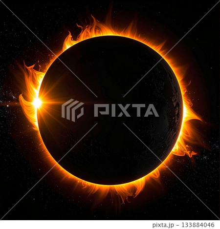 皆既日食 黄金の輪 イラスト 皆既日食 黄金の輪 イラスト 133884046