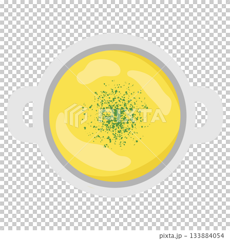 Corn soup potage illustration (double handle) 133884054