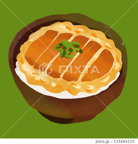 カツ丼のイラスト。飲食店メニューや食事シーンに使える素材です。 133884125