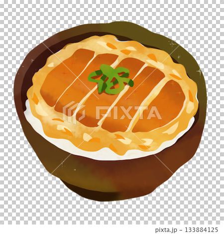 カツ丼のイラスト。飲食店メニューや食事シーンに使える素材です。 133884125