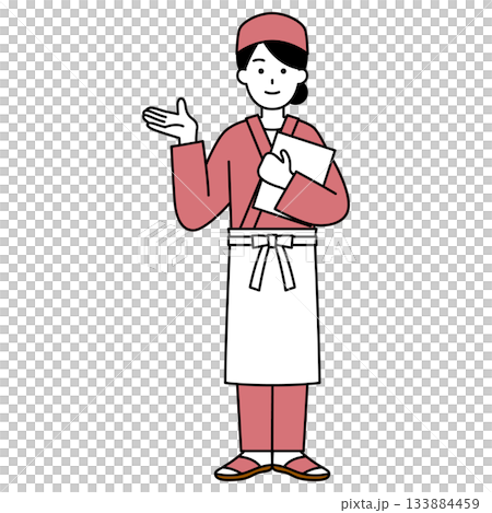 日本餐廳的女服務生(全身照) 日本餐廳的女服務生(全身照) 133884459