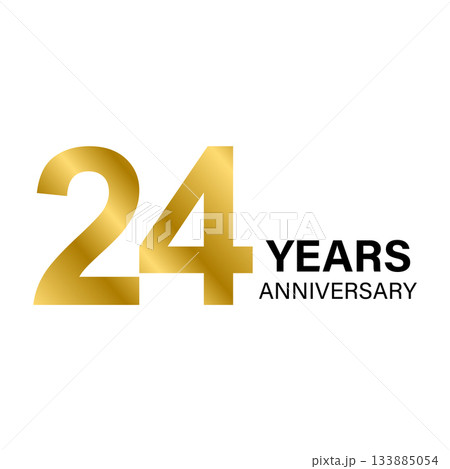 24 years anniversary gold icon vector for graphic design, logo, website, social media, mobile app, UI illustration 133885054