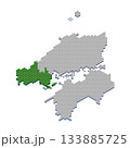 ハニカム構造状の山口県の地図 133885725