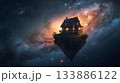 夜空に浮かぶ赤い家 133886122