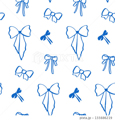 Cute blue bows seamless pattern. 133886219