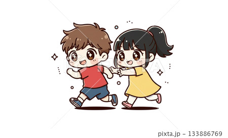 追いかけっこをする子供 133886769