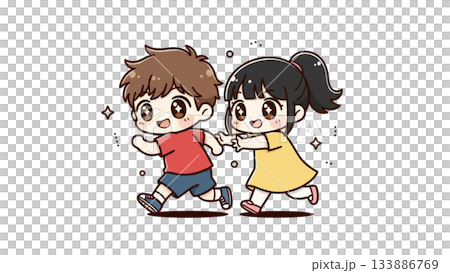 追いかけっこをする子供 133886769