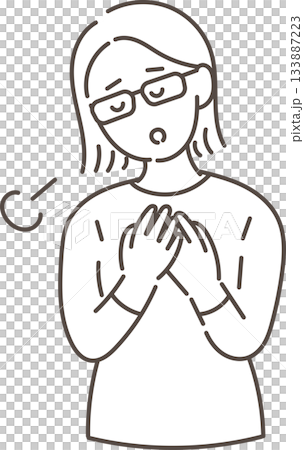Illustration of a relieved woman in her 40s (line drawing only) Illustration of a relieved woman in her 40s (line drawing only) 133887223