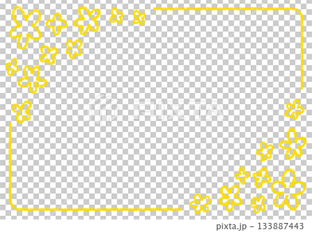 Hand-drawn crayon material background floral frame 133887443