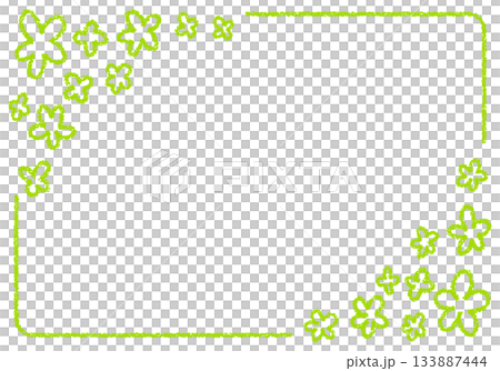 Hand-drawn crayon material background floral frame 133887444