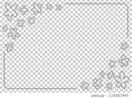 Hand-drawn crayon material background floral frame 133887445