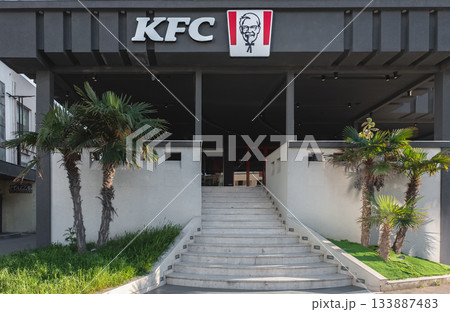 KFC fast food restaurant. Kentucky Fried Chicken KFC one of the world's largest restaurant chain. 133887483