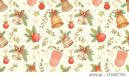 背景素材_クリスマス雑貨のシームレスパターン 133887702