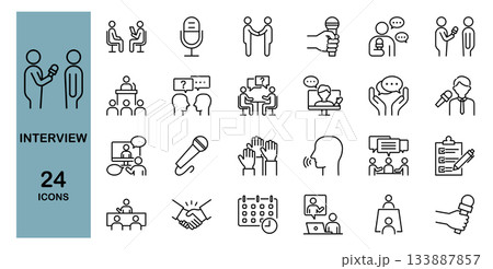 インタビューや面接 ラインアイコンセット インタビューや面接 ラインアイコンセット 133887857