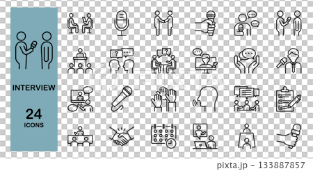 インタビューや面接 ラインアイコンセット インタビューや面接 ラインアイコンセット 133887857