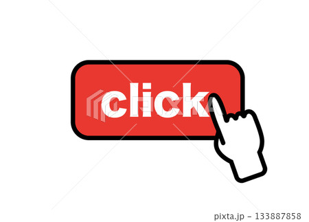 赤いクリックボタンを押す指のイラスト 133887858