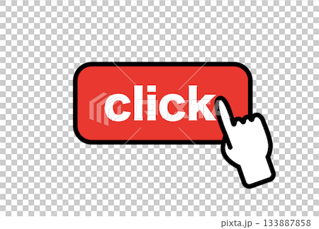 赤いクリックボタンを押す指のイラスト 133887858