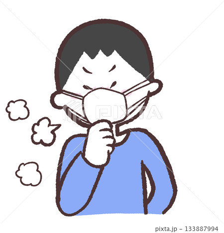 咳をするマスクの男性のイラスト 133887994