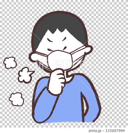 咳をするマスクの男性のイラスト 133887994