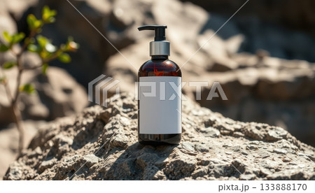 Pink Cosmetic Tube Mockup with Rose Flower and Marble Decor for Beauty Concept 133888170