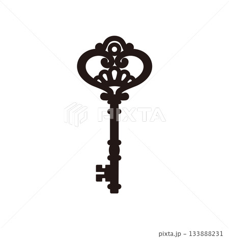 アンティークな鍵 シルエット アンティークな鍵 シルエット 133888231